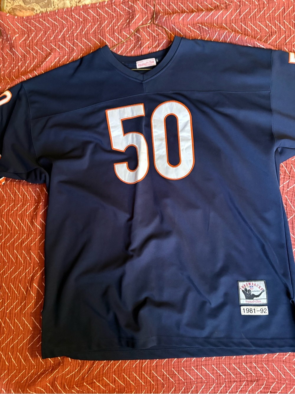 Mitchell & Ness Navy Men's Jersey Number 50 with Orange Trim